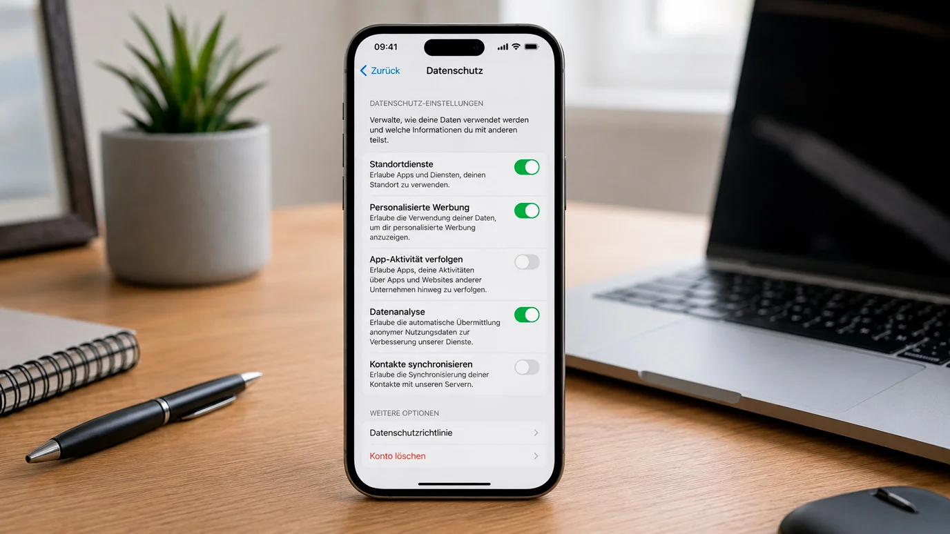 Datenschutz-Symbol auf einem Smartphone neben einem verschlüsselten Zahlungsbildschirm